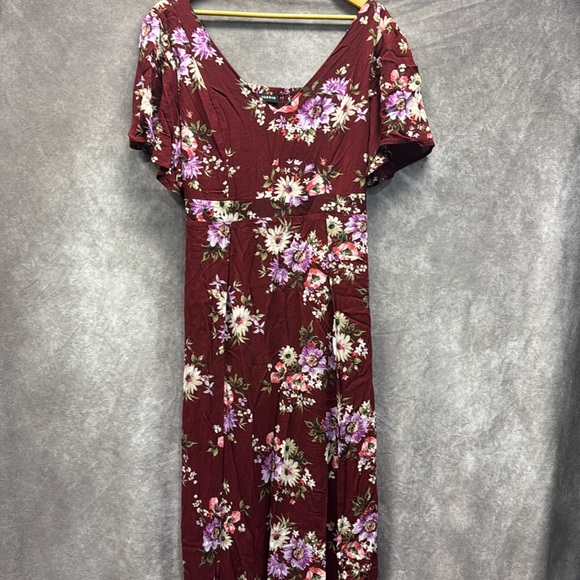 Torrid Burgundy Floral Print Maxi Dress Size 1 (14/16) - Picture 1 of 4